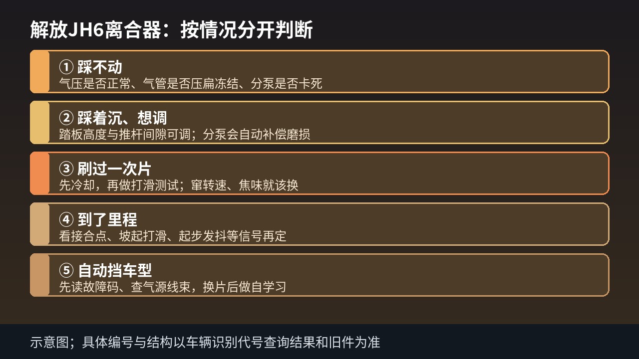 解放JH6离合器四种情况的判断顺序示意